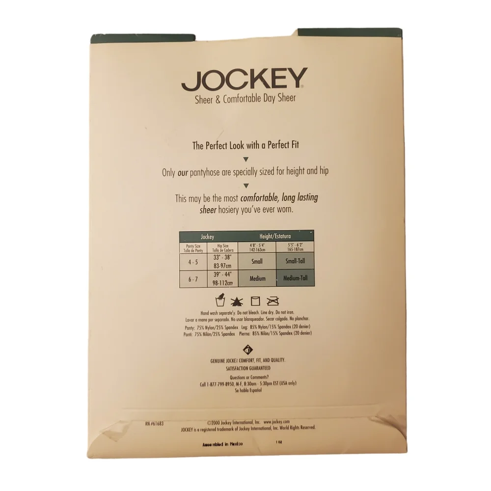 Vintage Jockey Off Black Control‎ Top Pantyhose Size Medium